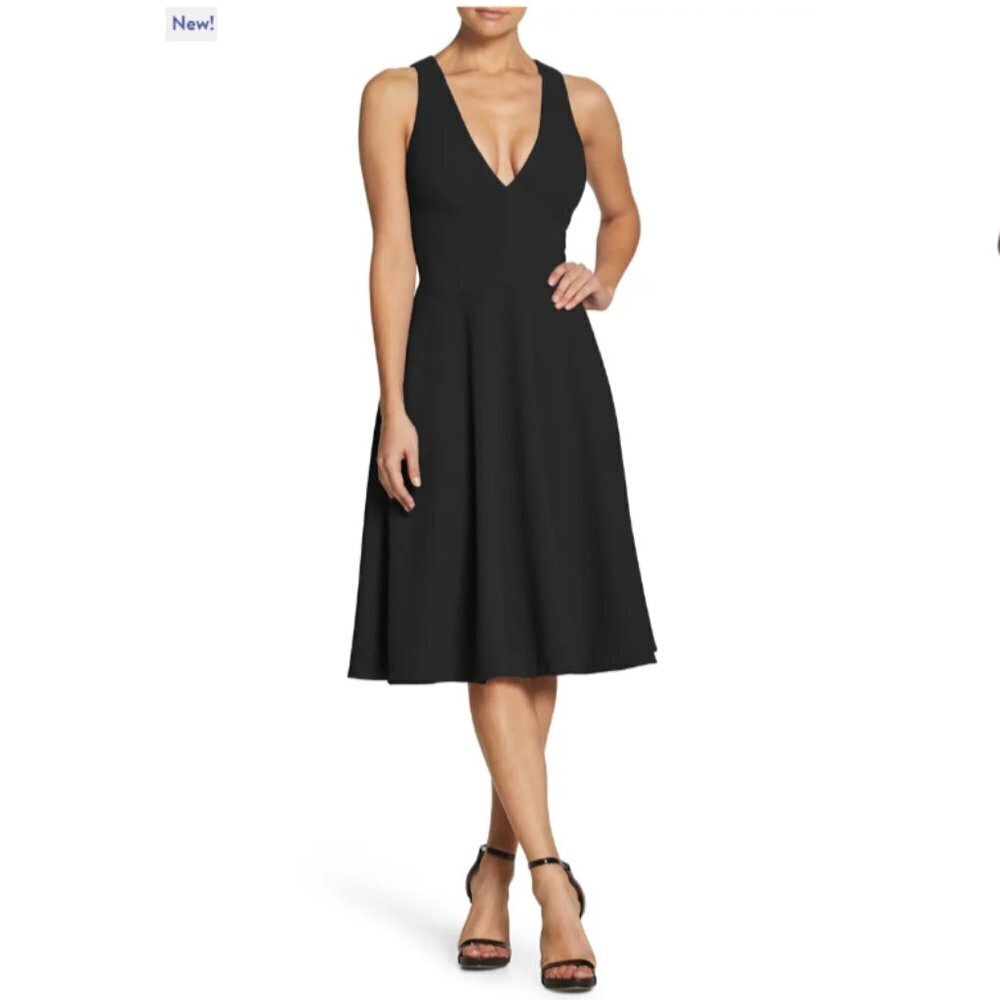 Dress The Population Catalina Fit & Flare Black Cocktail Sexy Dress Size Small